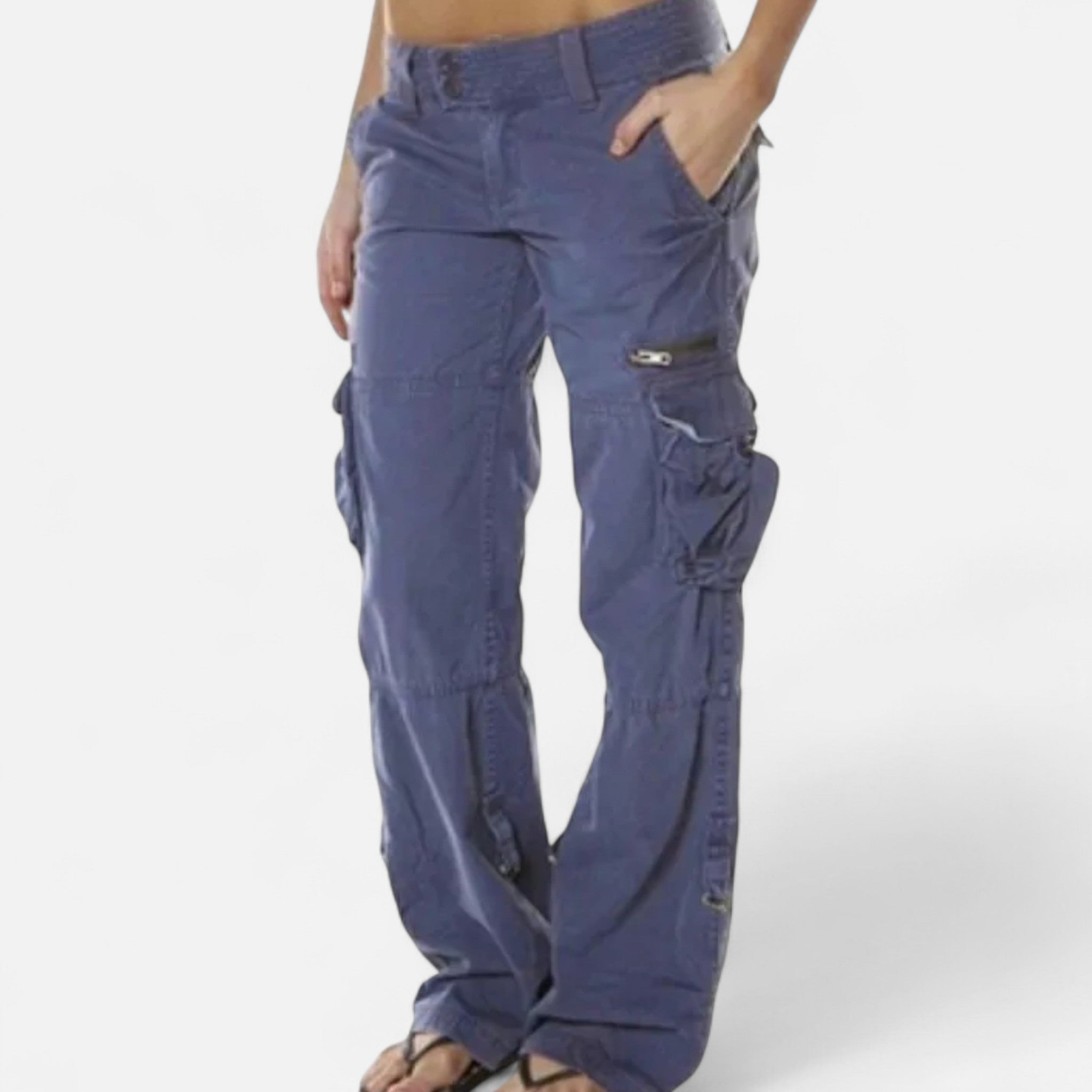 Women's Utility Plain Cargo Pants – Multi Pocket Straight Leg Travel Wear