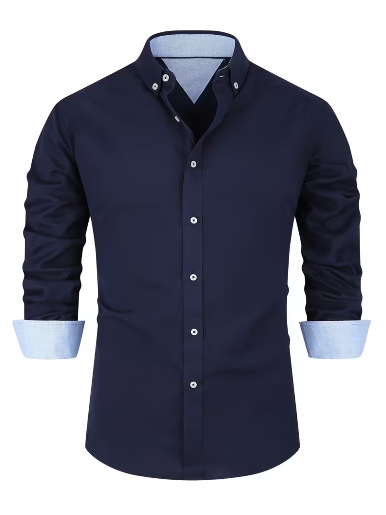 Men's Business Point Collar Button-Down Shirt – Long Sleeves Cuff Detail Workdays