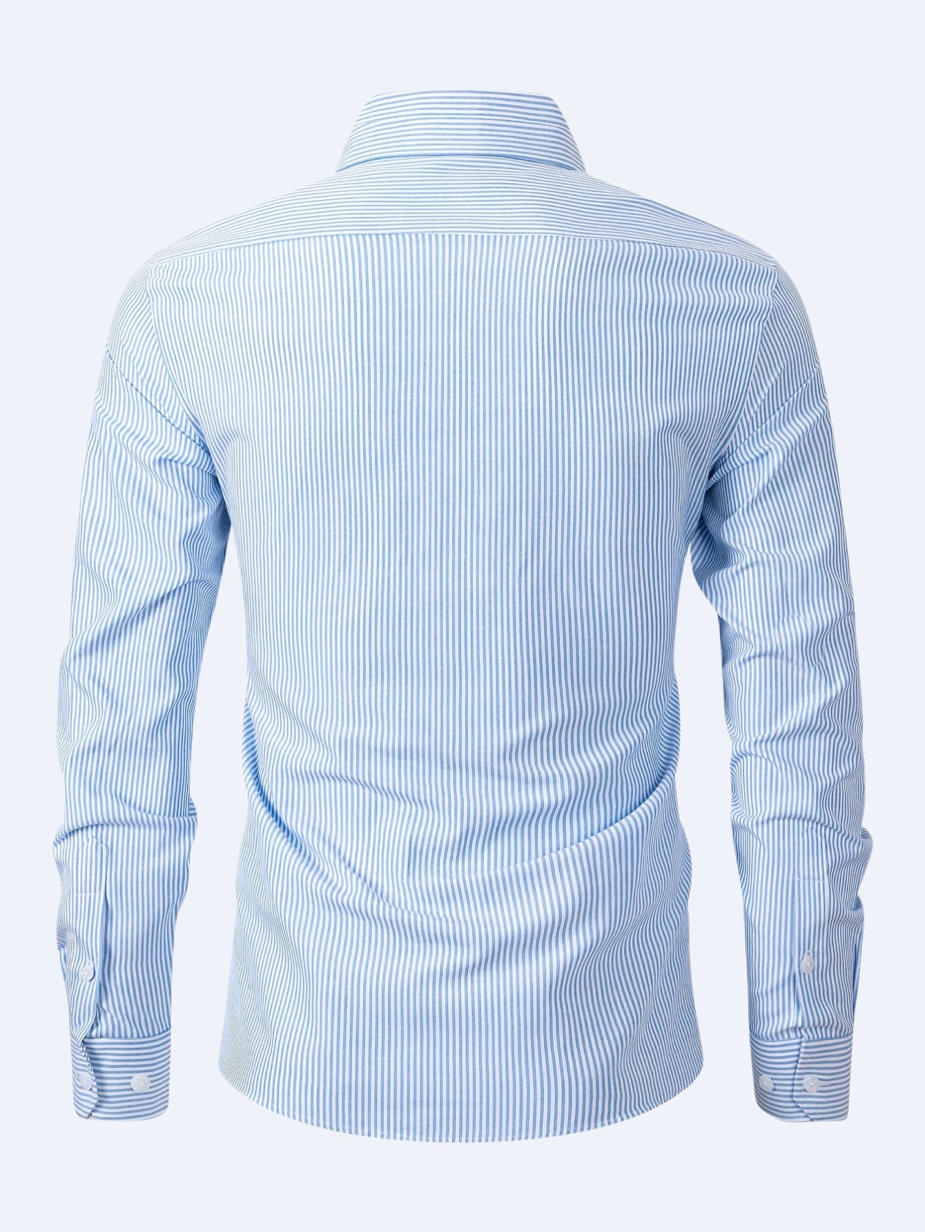 Men's Business Striped Button-Down Shirt – Long Sleeves Curved Hem Networking