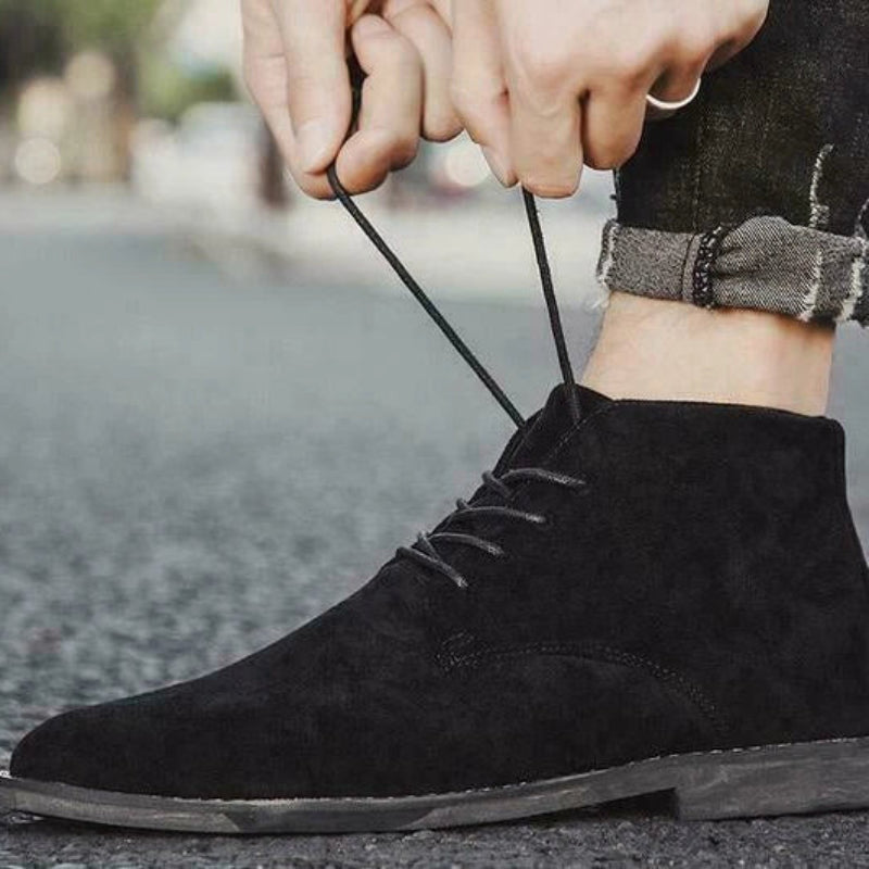 Men's Chukka Textured Boots – Lace-Up Round Toe Business Conferences