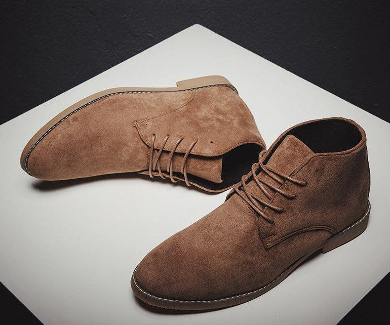 Men's Chukka Textured Boots – Lace-Up Round Toe Business Conferences