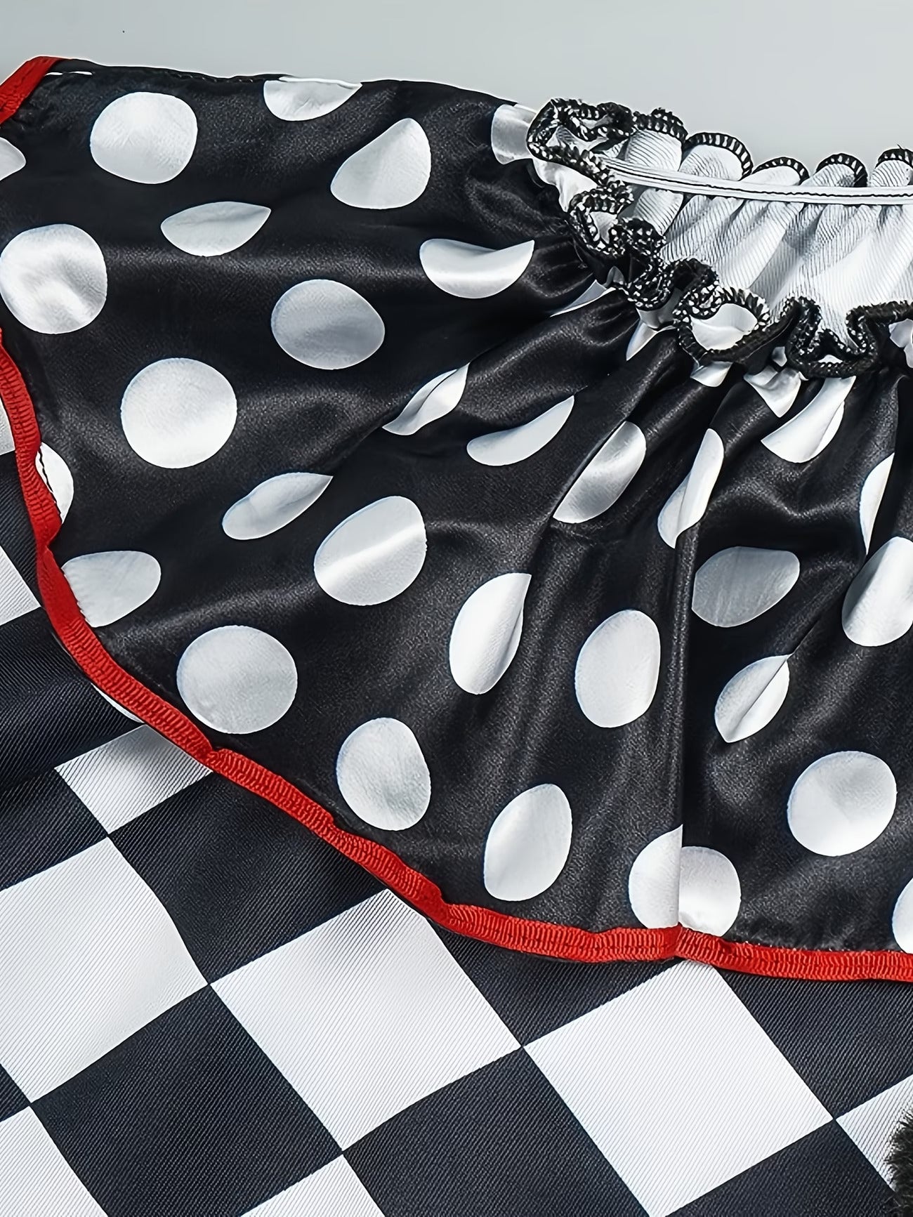 Men's Clown Checkerboard Costume – Poncho Cape Gloves Halloween Party