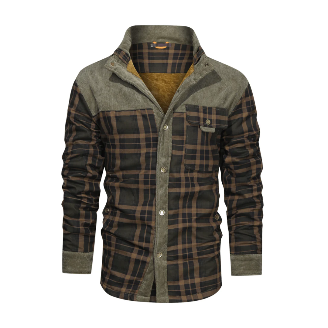Men's Fleece-Lined Plaid Shirt Jacket – Button Front Long Sleeve Cabin Weekends