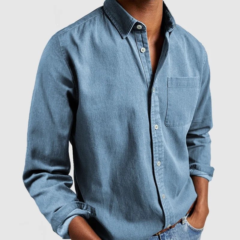Men's Long Sleeve Button Down Shirt – Point Collar Chest Pocket Smart Casual