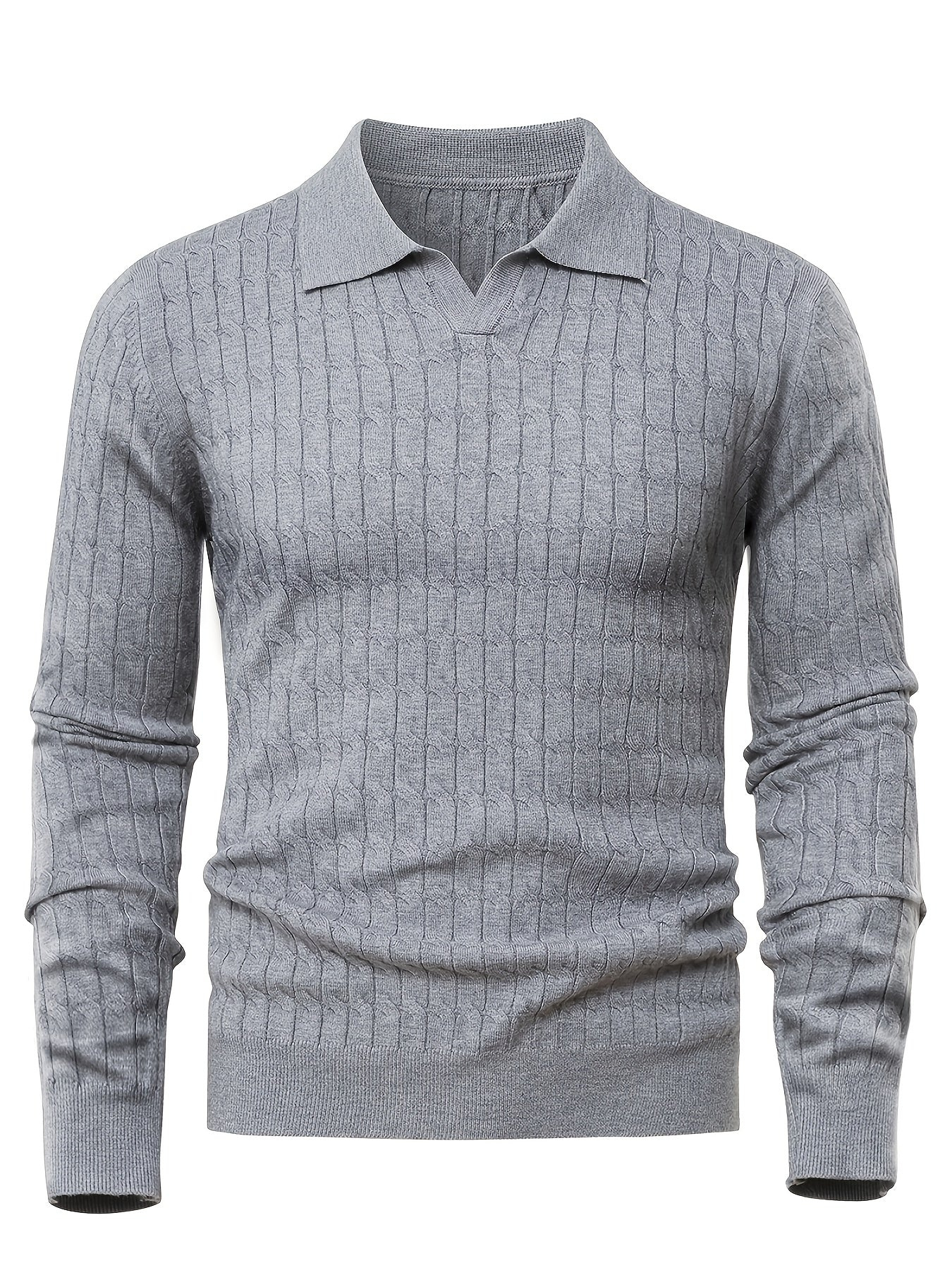 Men's Long Sleeve Textured Polo Sweater – Collared Ribbed-Trim Holiday Gatherings