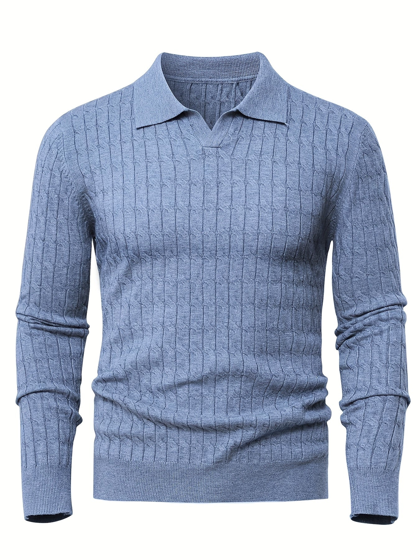 Men's Long Sleeve Textured Polo Sweater – Collared Ribbed-Trim Holiday Gatherings