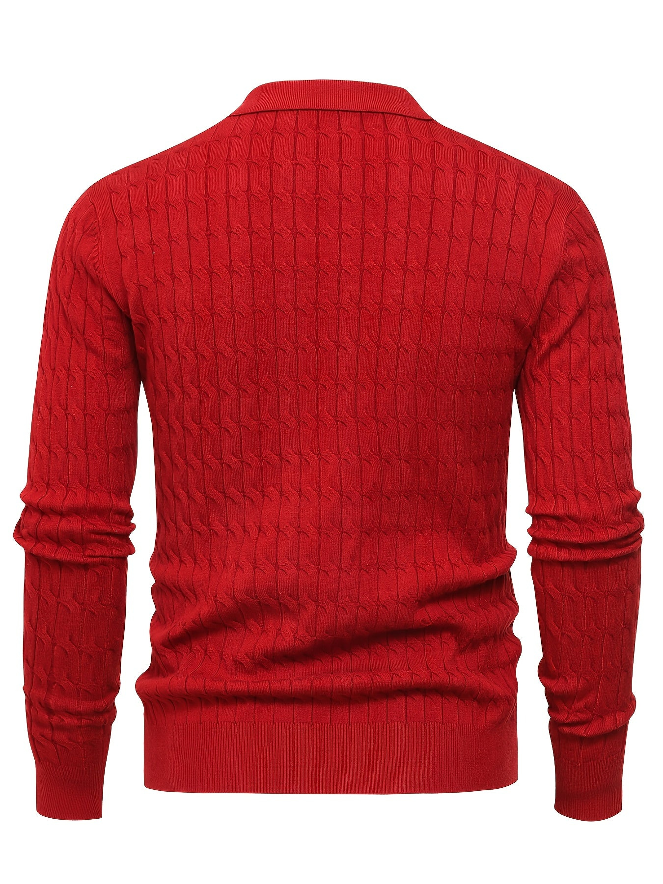 Men's Long Sleeve Textured Polo Sweater – Collared Ribbed-Trim Holiday Gatherings