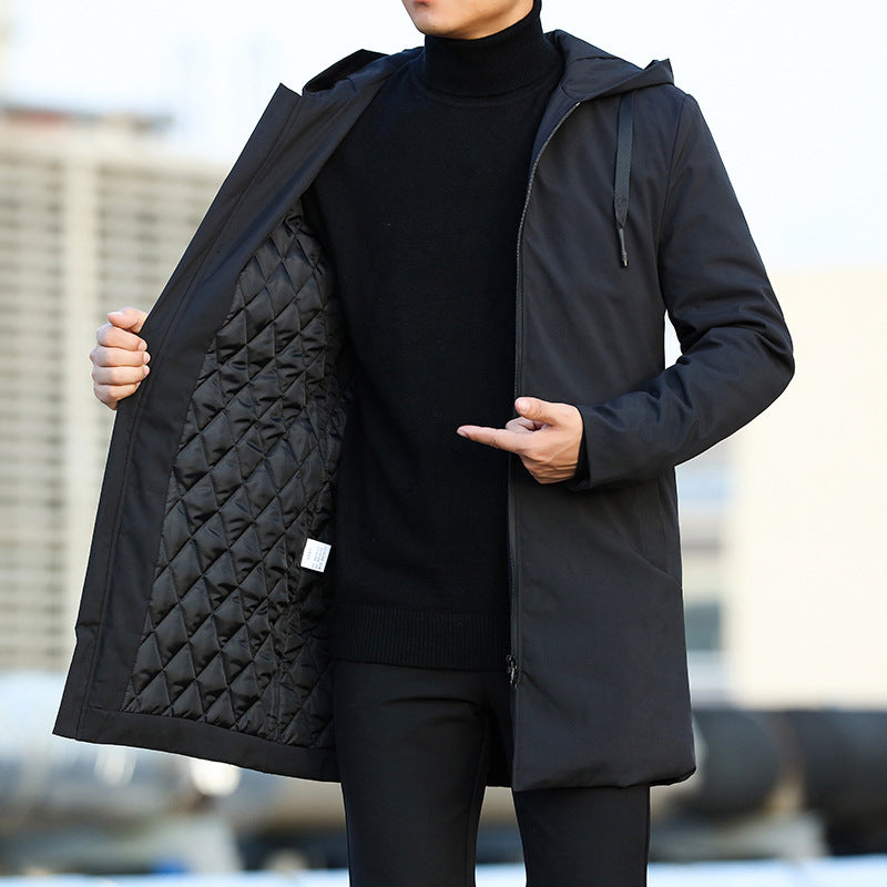 Men's Longline Hooded Coat – Zip Front Quilted Lining Weekend Markets