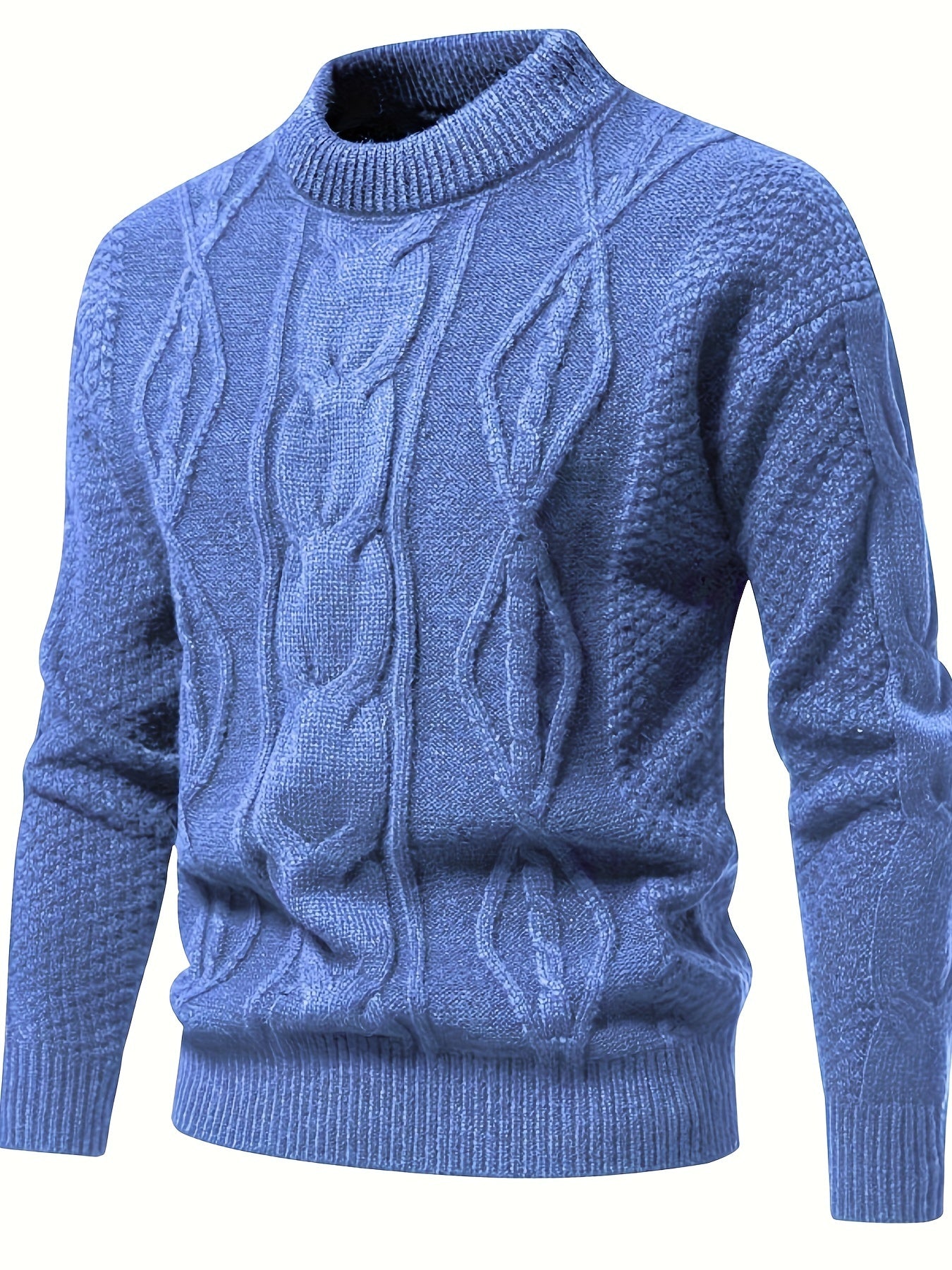 Men's Mock Neck Textured Knitted Sweater – Ribbed Cuffs Ribbed Hem Museum Visits