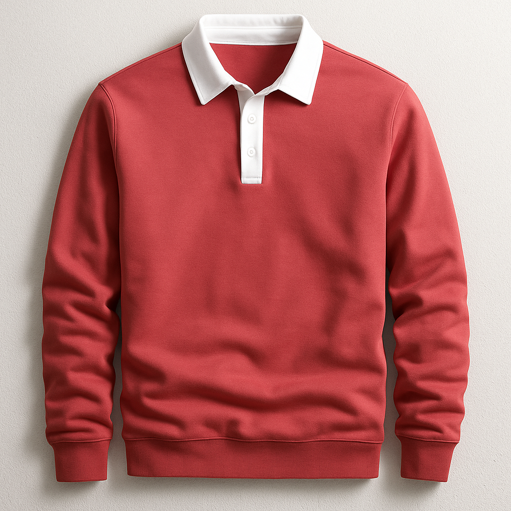 Men's Pullover Trim Polo Sweater – Button Placket Long Sleeves Gallery Visits