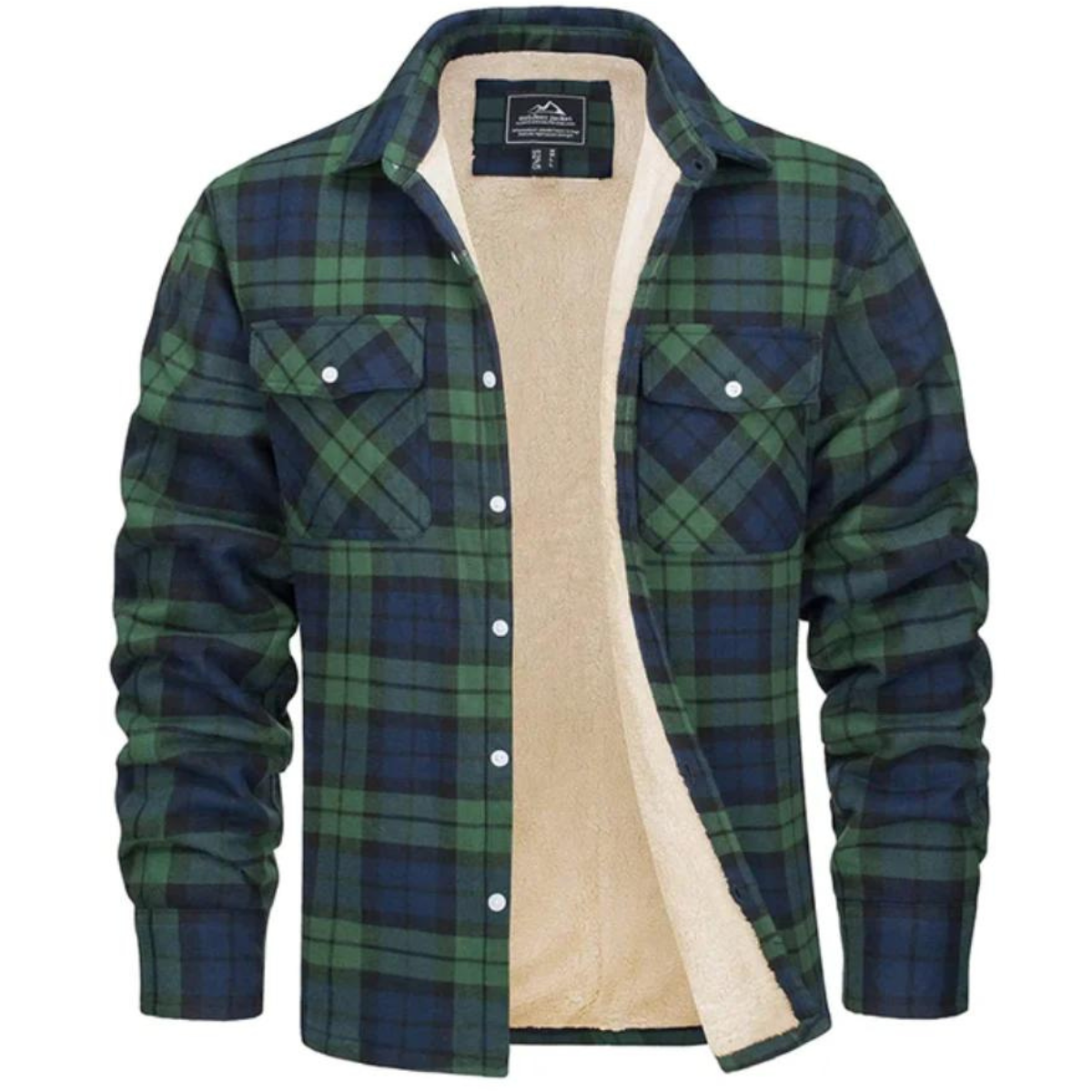 Men's Sherpa-Lined Flannel Shirt Jacket – Button Front Plaid Mountain Trips