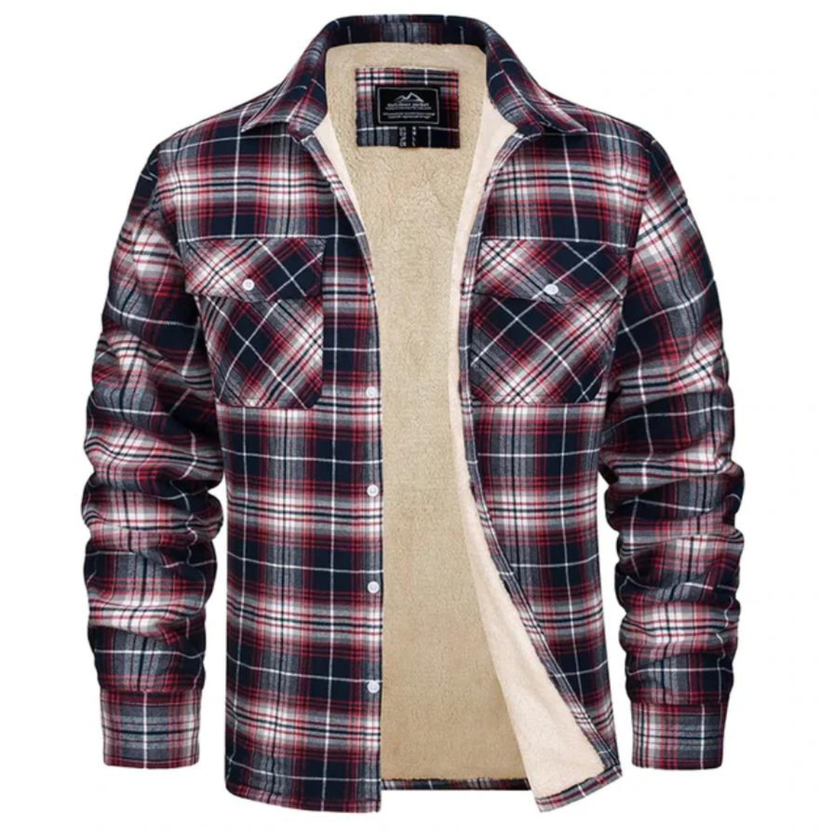 Men's Sherpa-Lined Flannel Shirt Jacket – Button Front Plaid Mountain Trips
