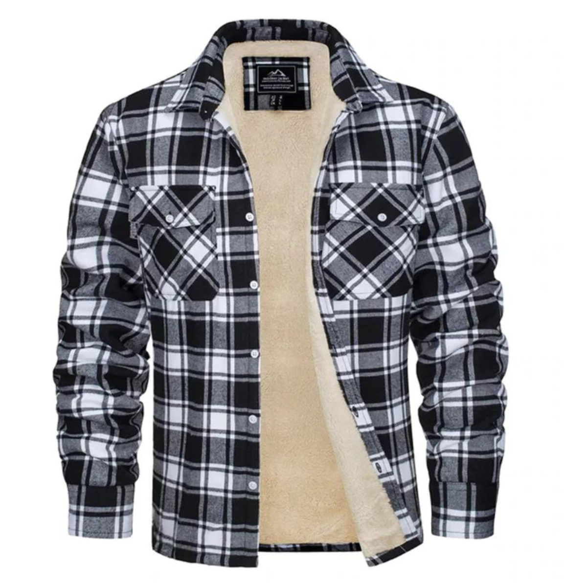 Men's Sherpa-Lined Flannel Shirt Jacket – Button Front Plaid Mountain Trips