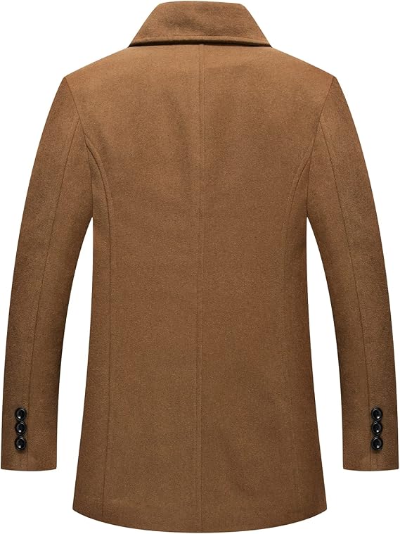 Men's Tailored Button-Front Coat – Notched Collar Long Sleeve City Evenings