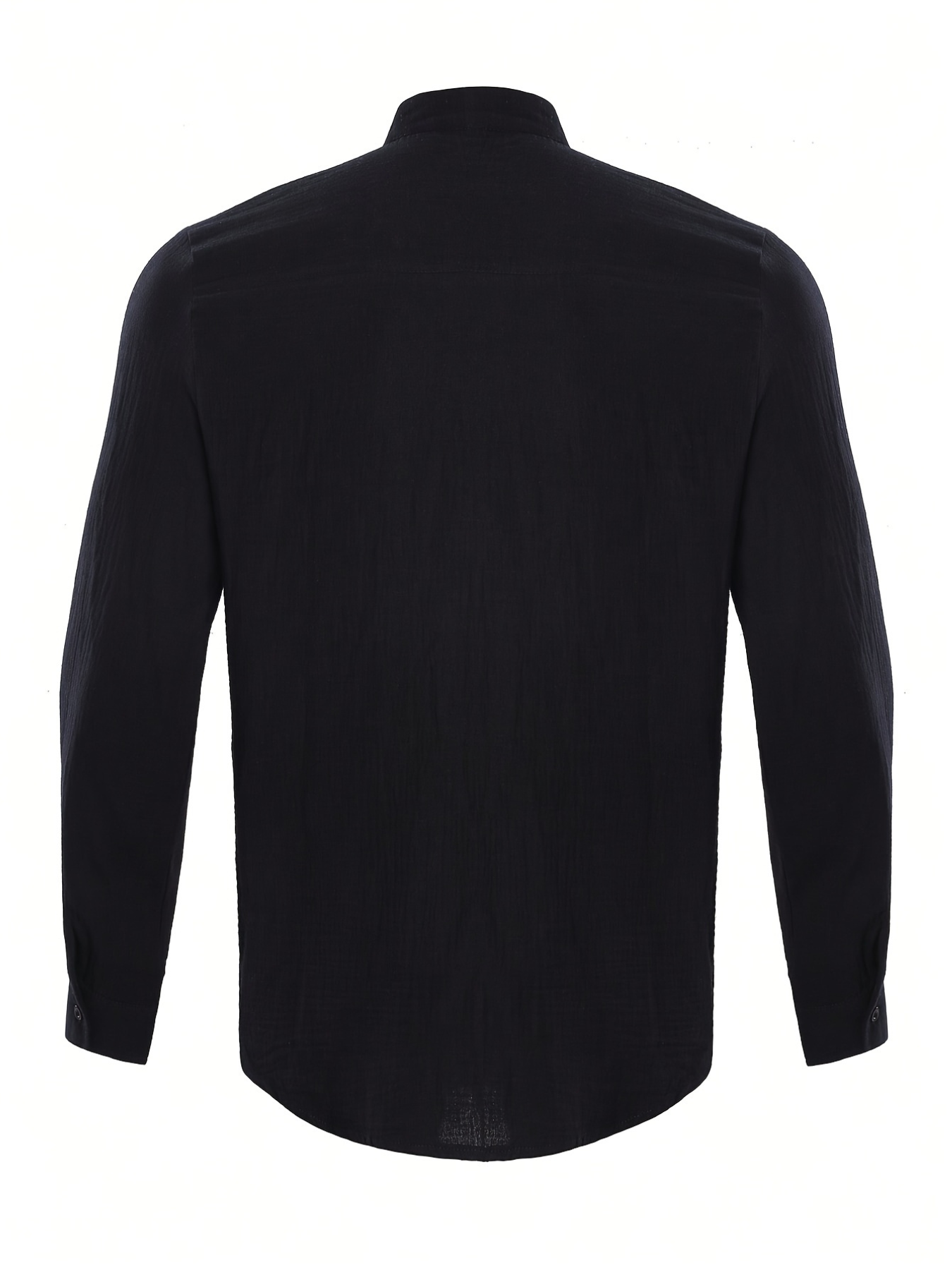 Men's Textured Button-Up Shirt – Band Collar Long Sleeves Office Days