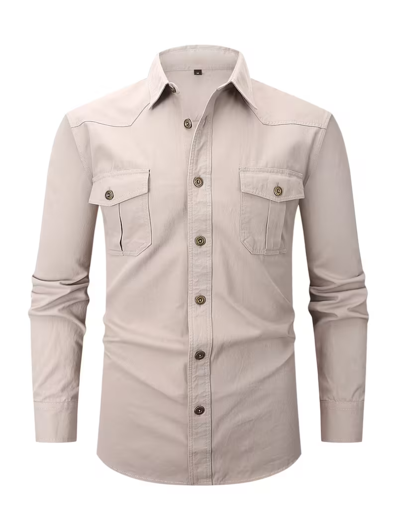 Men's Utility Dual-Pocket Shirt – Button Front Long Sleeve Travel Days