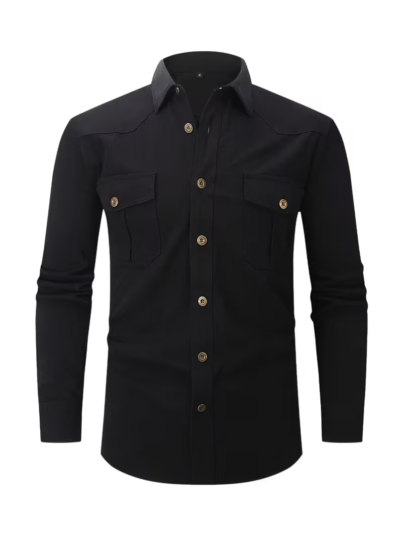 Men's Utility Dual-Pocket Shirt – Button Front Long Sleeve Travel Days