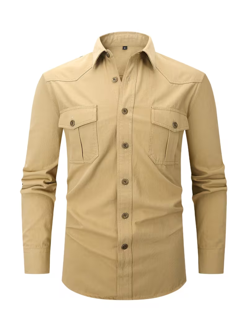 Men's Utility Dual-Pocket Shirt – Button Front Long Sleeve Travel Days
