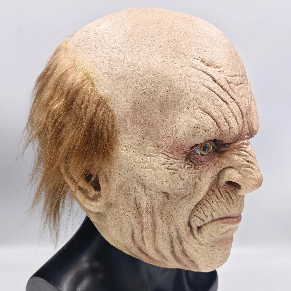 Men's Wrinkled Monster Mask – Attached Hair Full Head Halloween Party