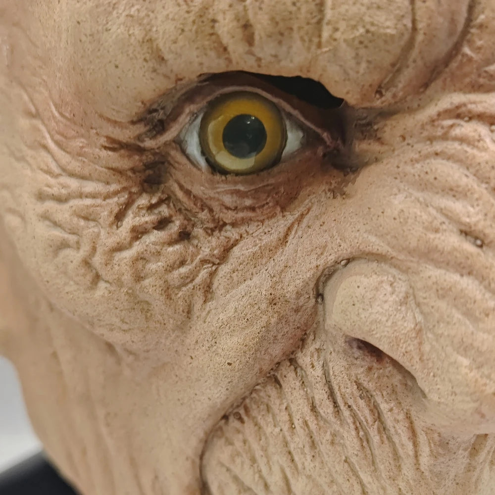 Men's Wrinkled Monster Mask – Attached Hair Full Head Halloween Party