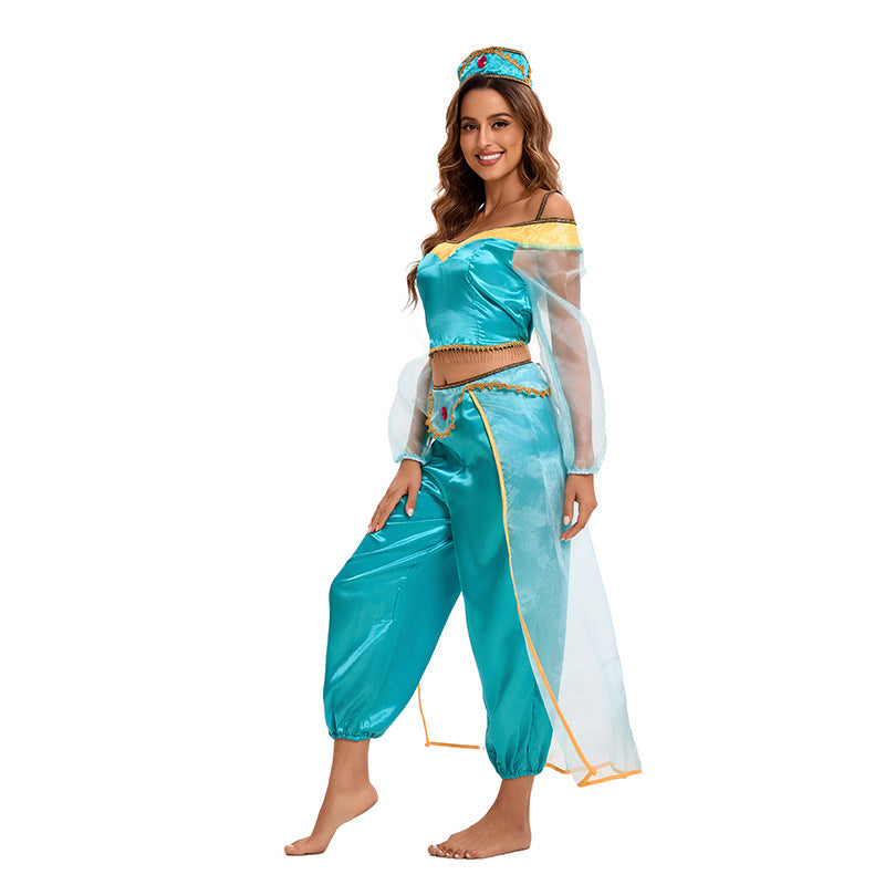 Women's Arabian Princess Costume – Off Shoulder Sheer Sleeve Halloween Party