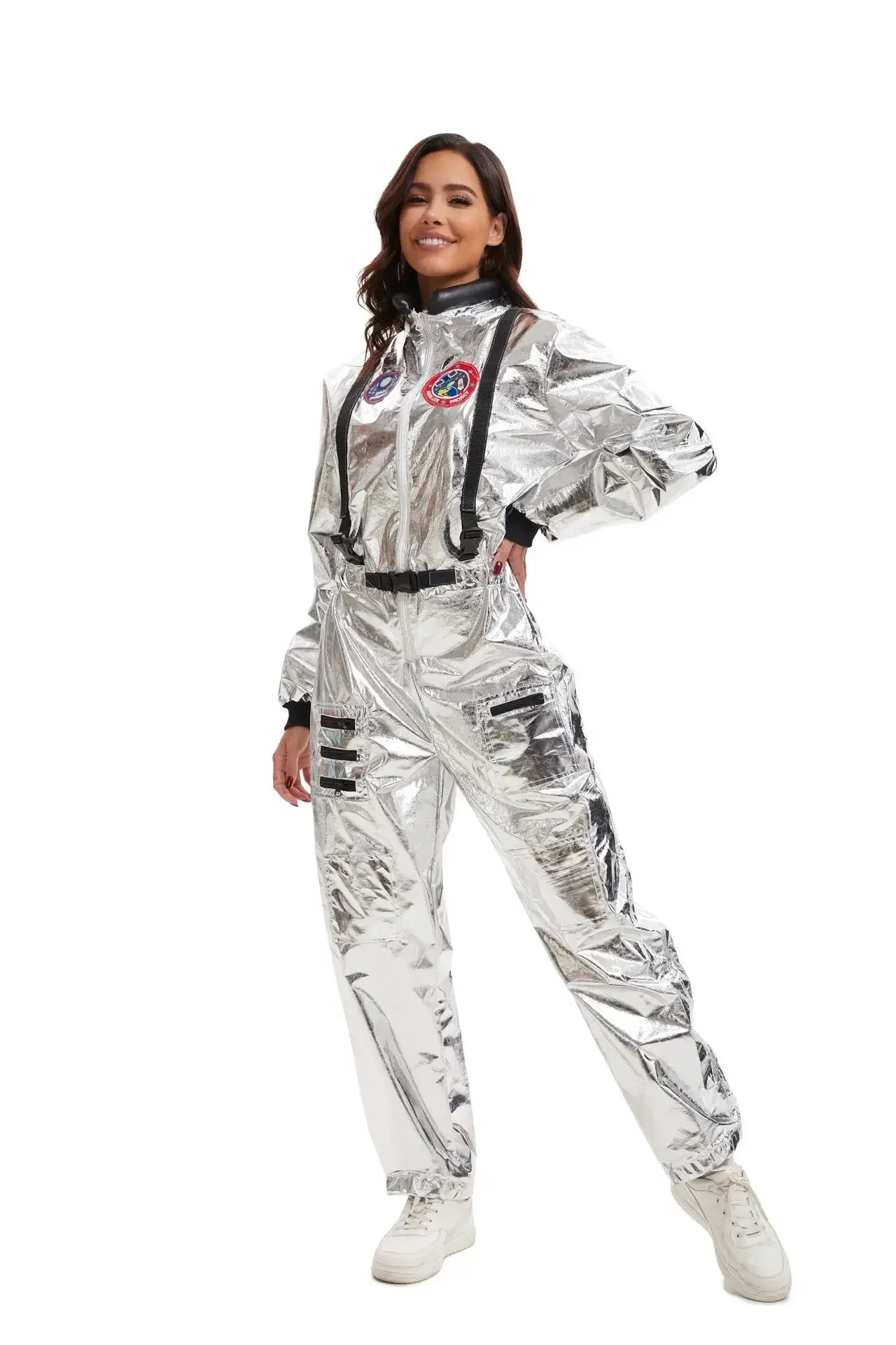 Women's Astronaut Jumpsuit Costume – Zip Front Long Sleeve Halloween Party