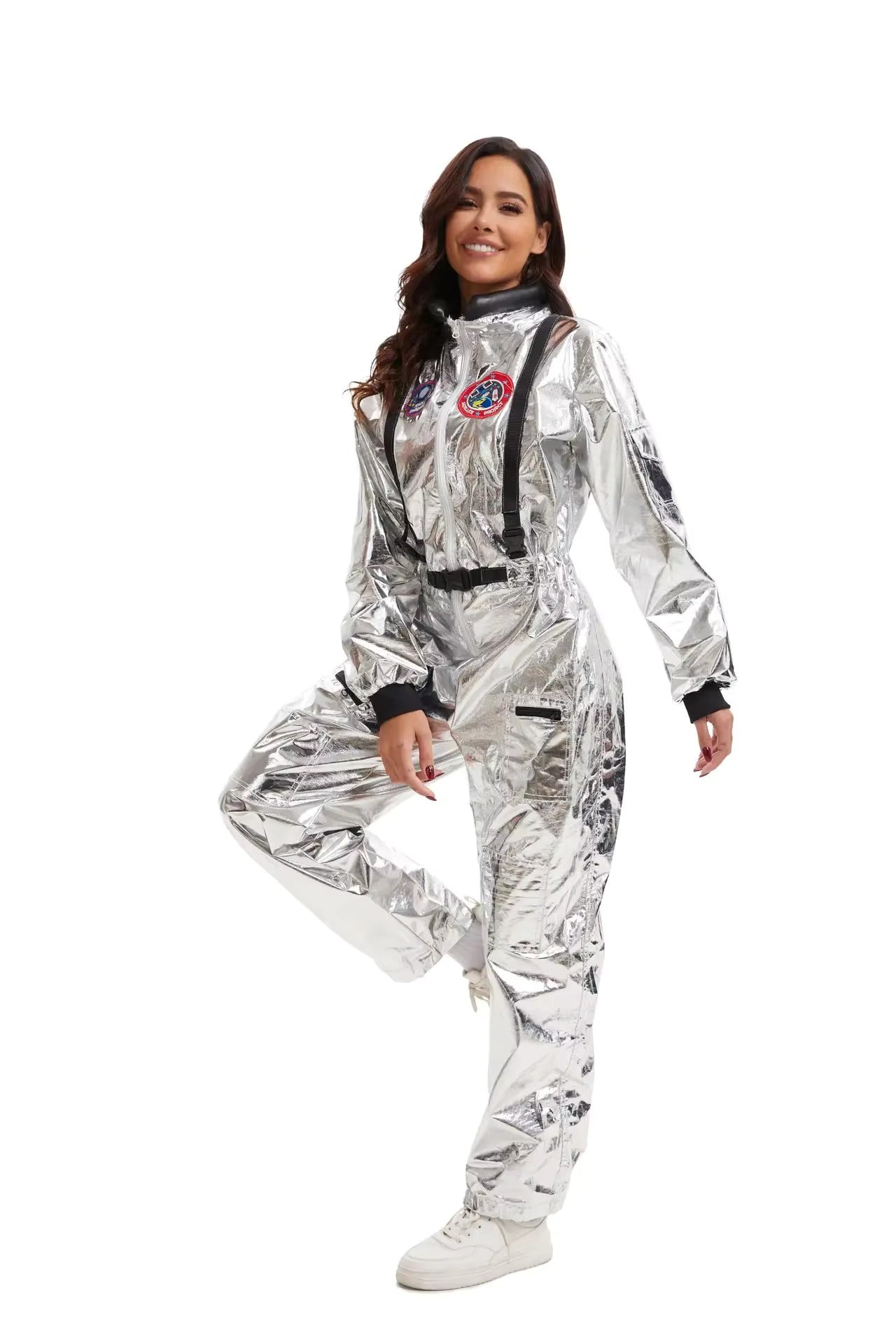Women's Astronaut Jumpsuit Costume – Zip Front Long Sleeve Halloween Party