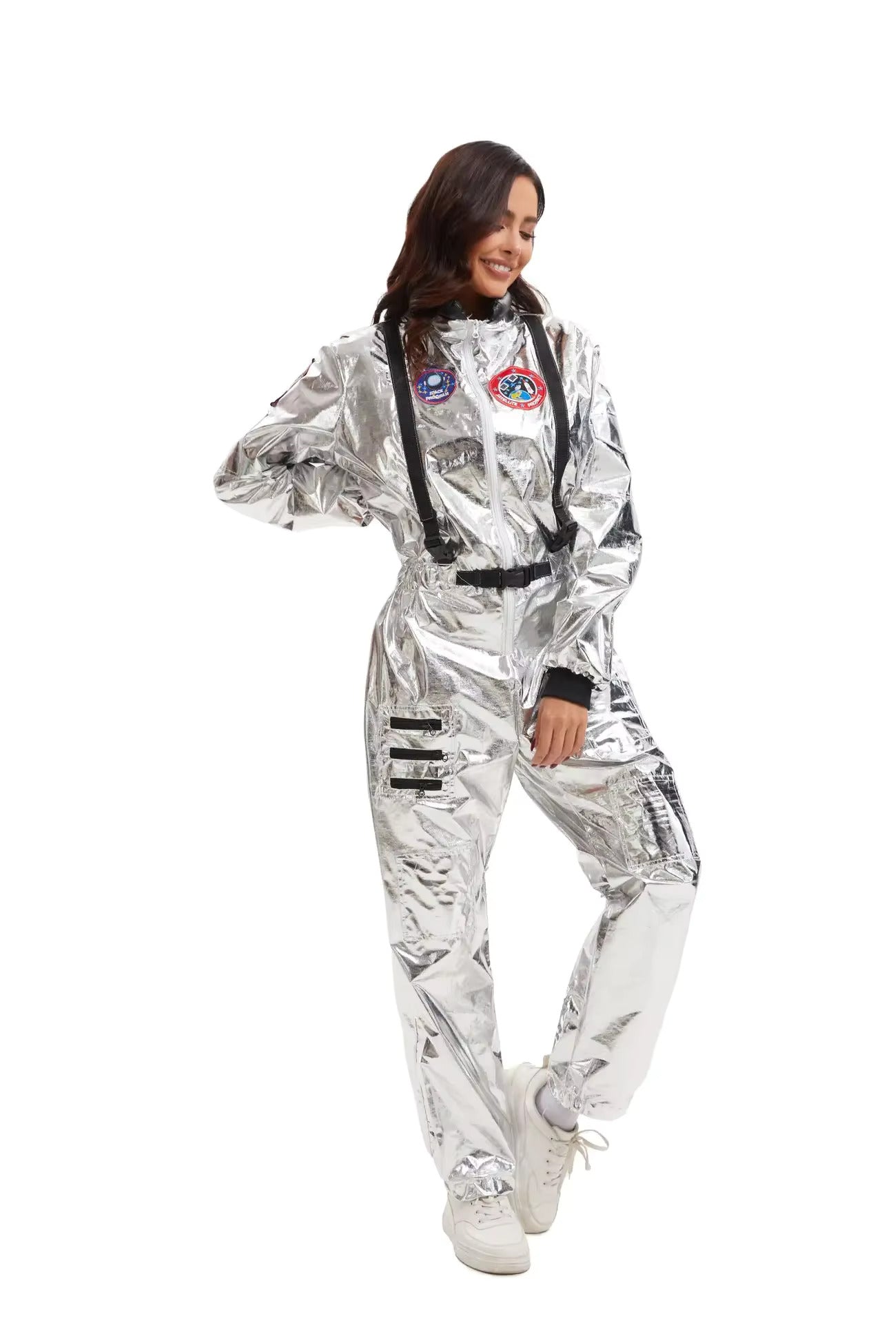 Women's Astronaut Jumpsuit Costume – Zip Front Long Sleeve Halloween Party