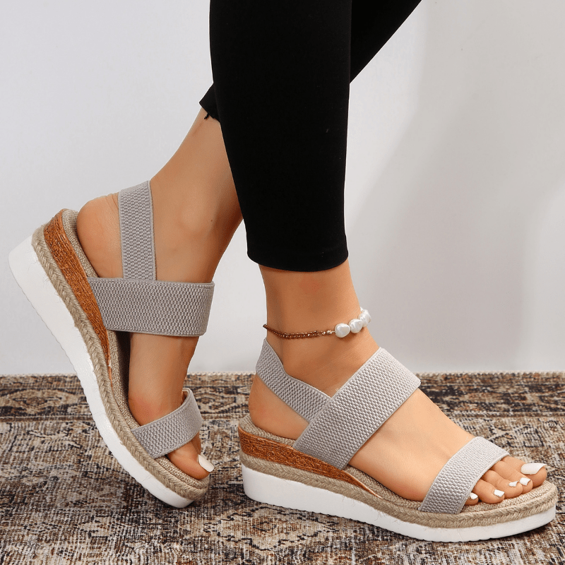 Women's Espadrille Platform Sandals – Elastic Strap Open Toe Wedge Summer