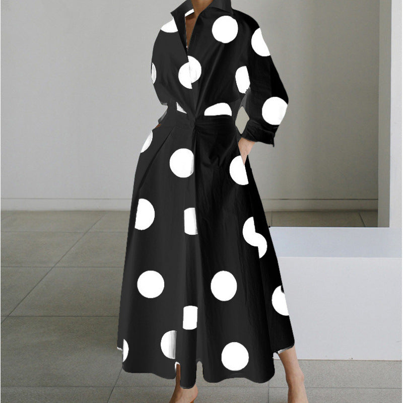 Women's Gathered Maxi Dress – Collared V Neck Elbow Sleeves Daytime Events