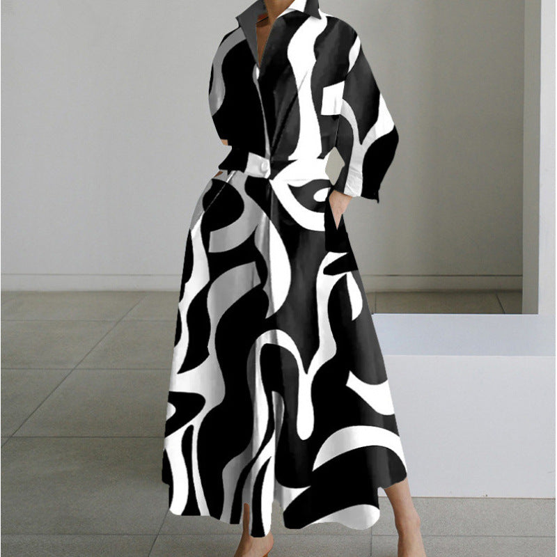 Women's Gathered Maxi Dress – Collared V Neck Elbow Sleeves Daytime Events