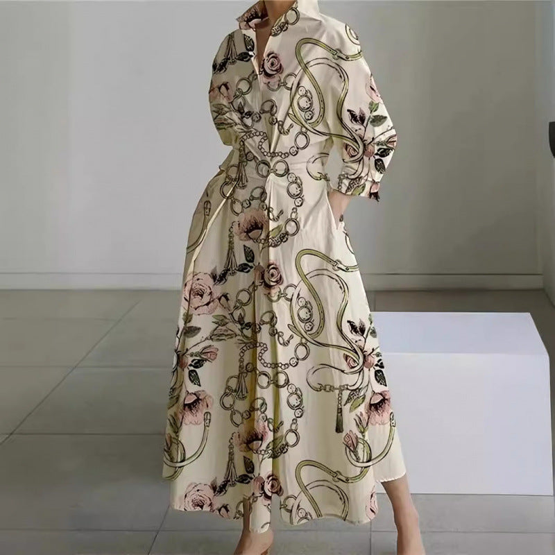 Women's Gathered Maxi Dress – Collared V Neck Elbow Sleeves Daytime Events