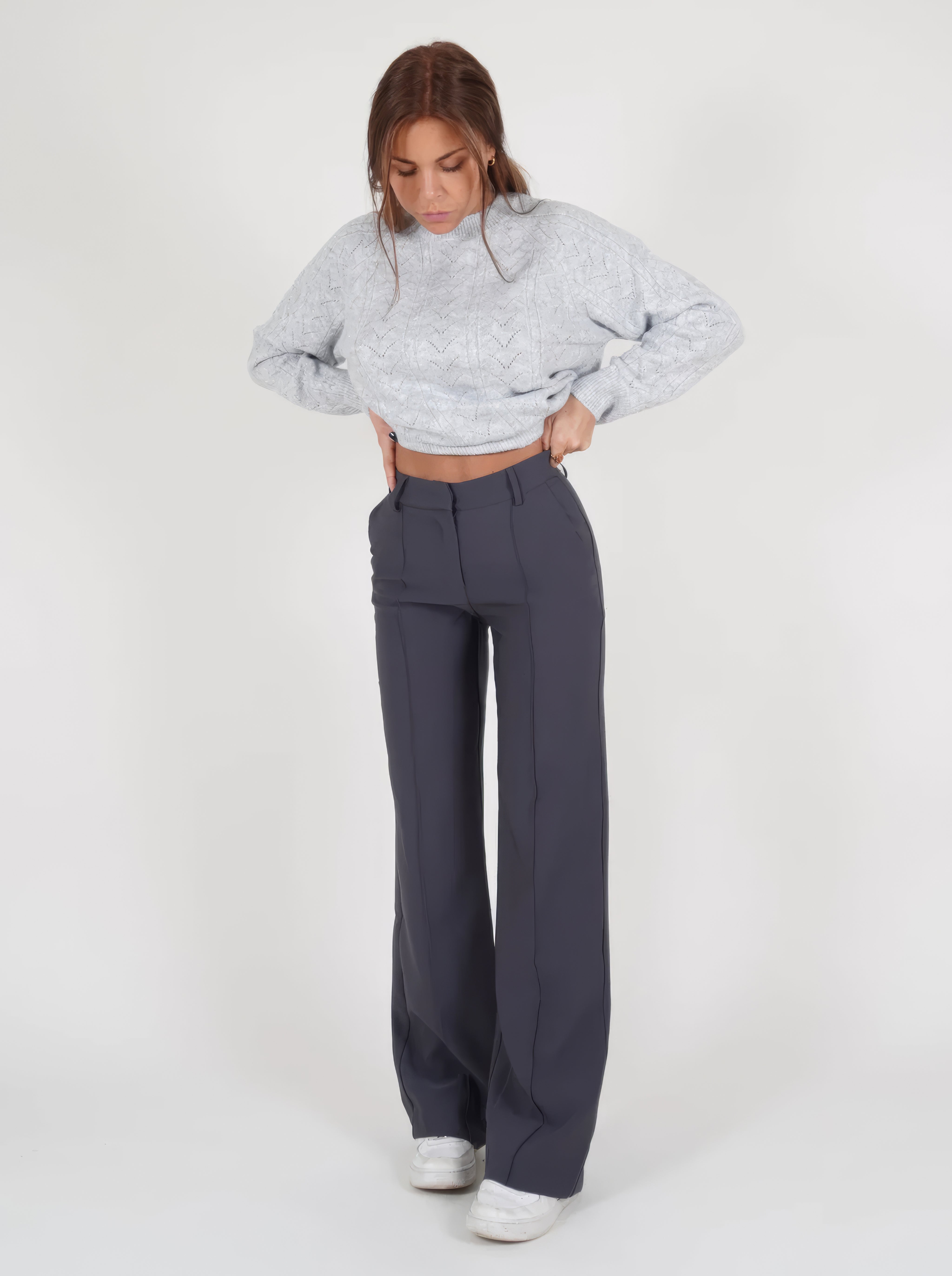 Women's High Waist Wide Leg Pants – Front Seam Side Pockets Workplace Meetings