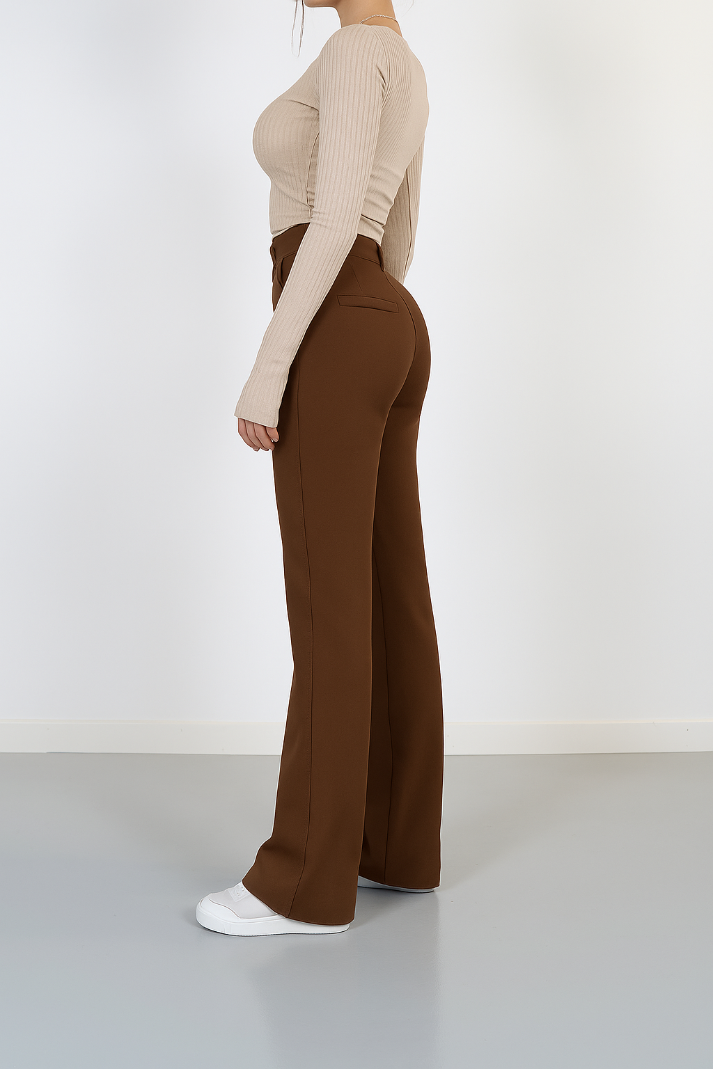 Women's High Waist Wide Leg Pants – Front Seam Side Pockets Workplace Meetings