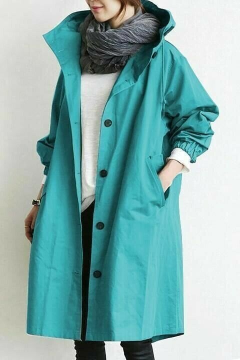 Women's Hooded Trench Coat – Button Front Long Sleeves Everyday Errands