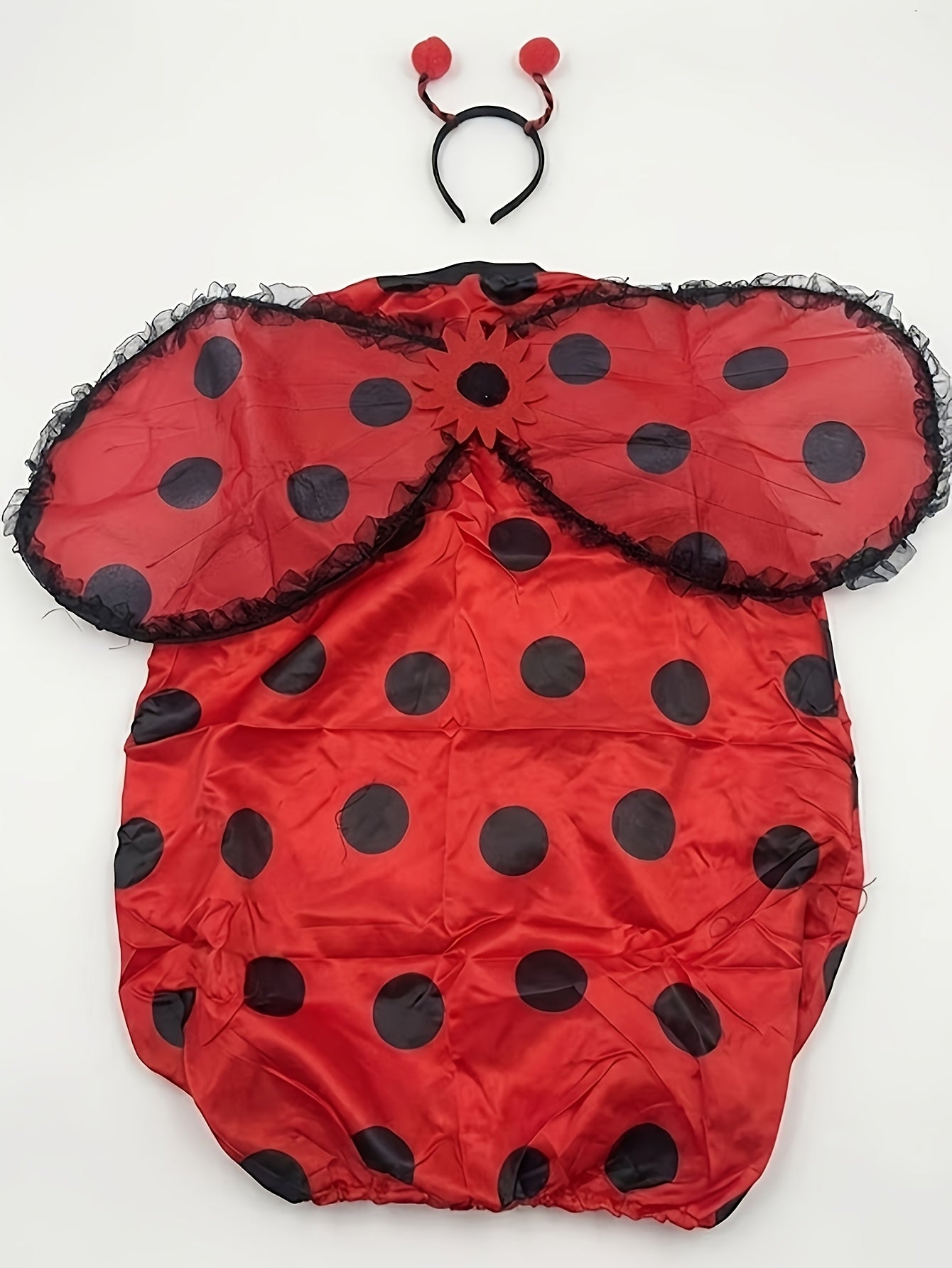 Women's Ladybug Polka Dot Costume – Wing Cape Antenna Halloween Party