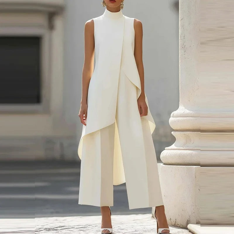 Women's Layered High Neck Two-Piece Set – Sleeveless Wide-Leg Gallery Events