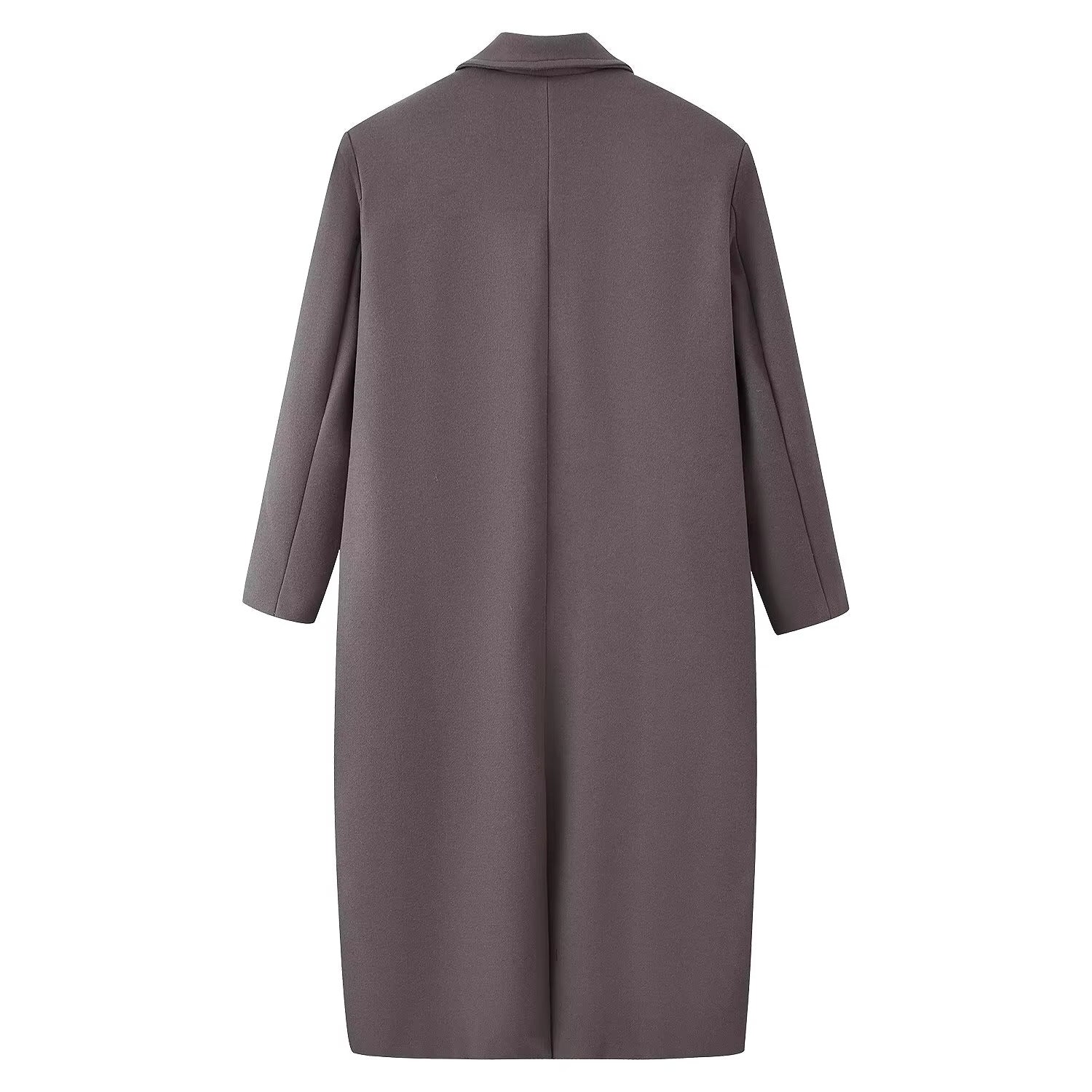 Women's Longline Wool Maxi Coat – Double Breasted Notched Lapel City Commute