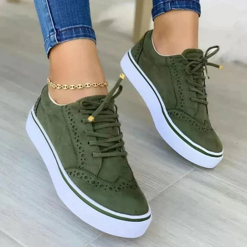 Women's Low-Top Perforated Sneakers – Lace Up Platform Sole Bookstore Visits