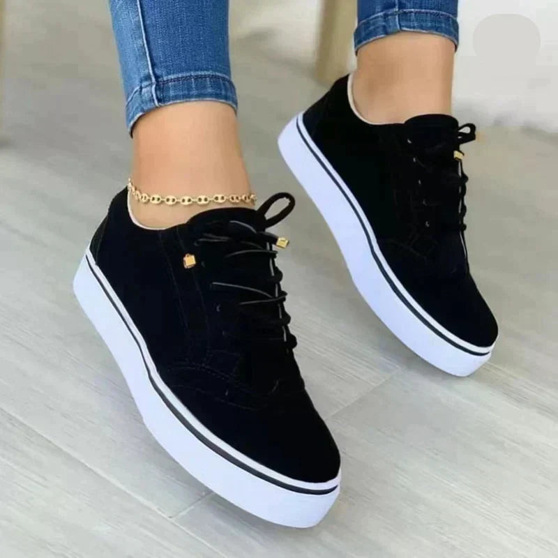 Women's Low-Top Perforated Sneakers – Lace Up Platform Sole Bookstore Visits