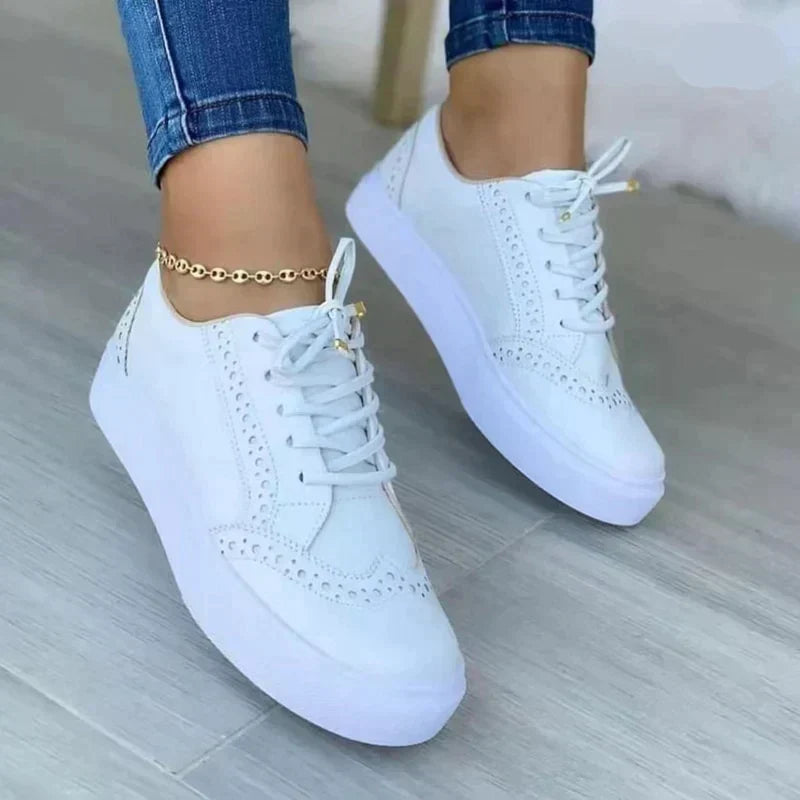 Women's Low-Top Perforated Sneakers – Lace Up Platform Sole Bookstore Visits