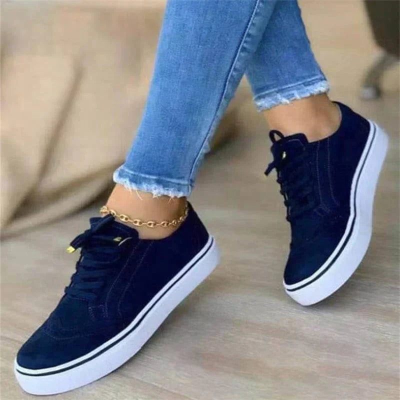 Women's Low-Top Perforated Sneakers – Lace Up Platform Sole Bookstore Visits