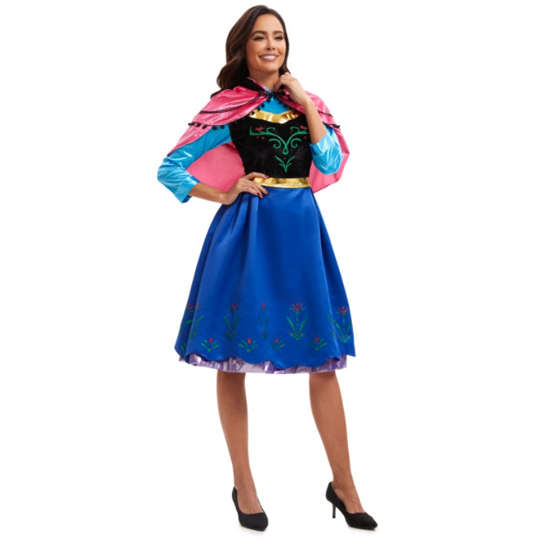 Women's Nordic Princess Costume – Shawl Long Sleeve Floral Hem Halloween Party