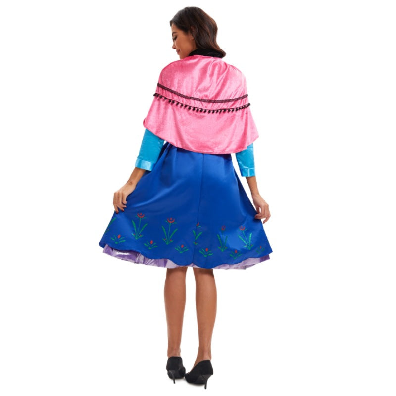 Women's Nordic Princess Costume – Shawl Long Sleeve Floral Hem Halloween Party