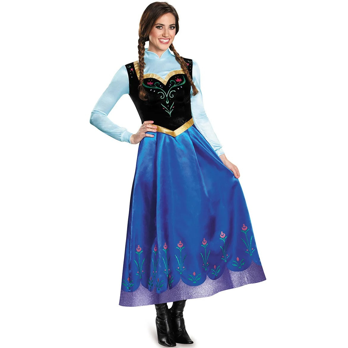 Women's Nordic Princess Costume – Shawl Long Sleeve Floral Hem Halloween Party