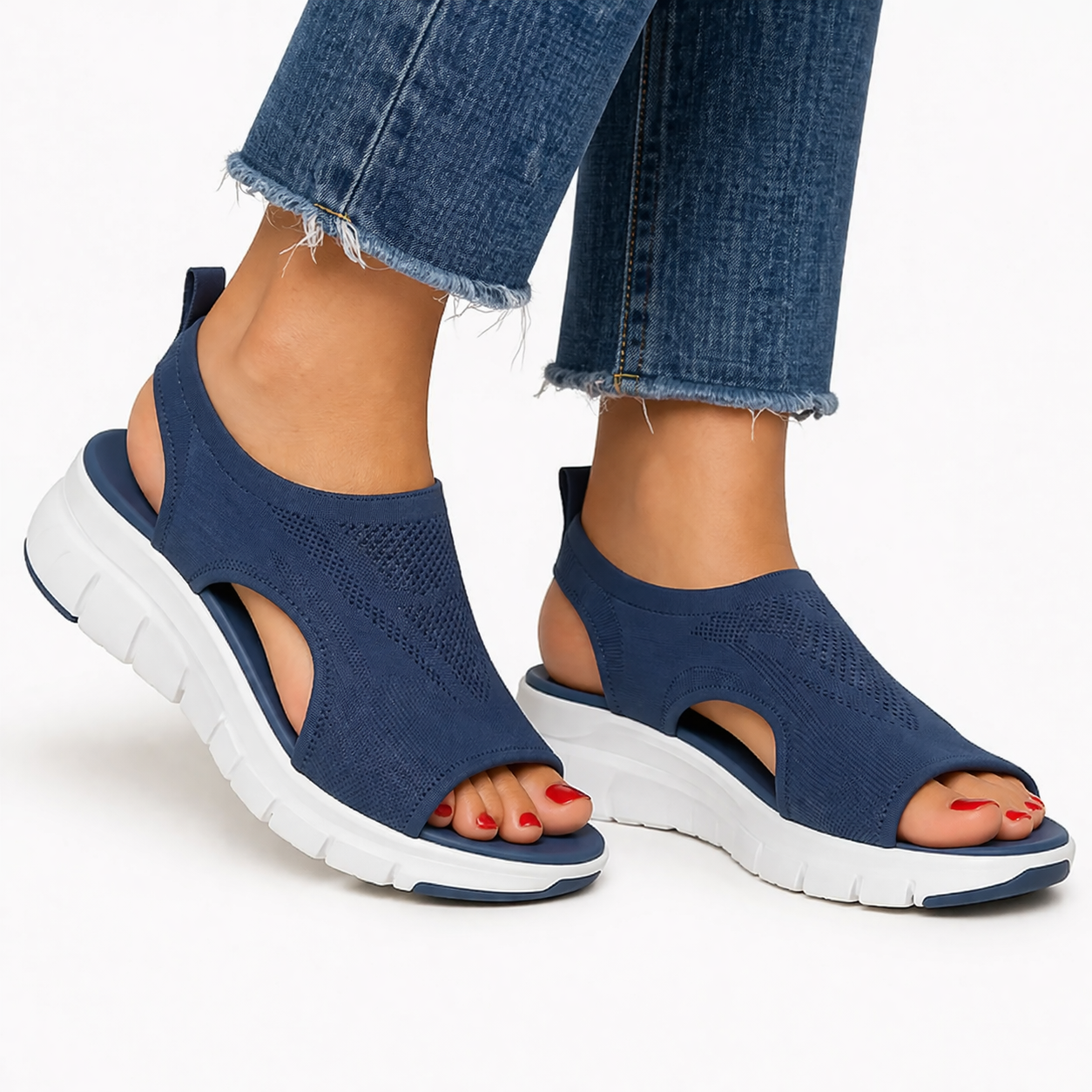 Women's Open-Toe Openwork Shoes – Side Cutouts Raised Sole Weekend Markets