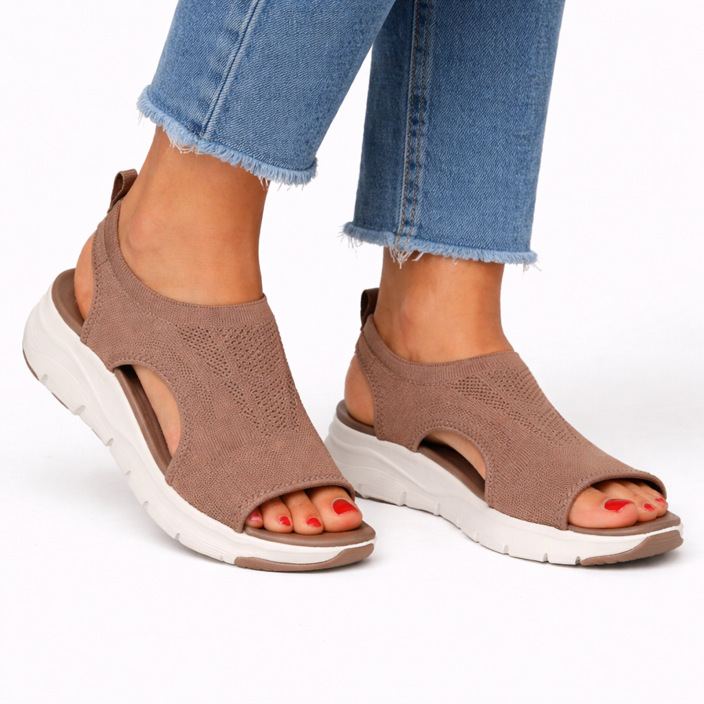 Women's Open-Toe Openwork Shoes – Side Cutouts Raised Sole Weekend Markets