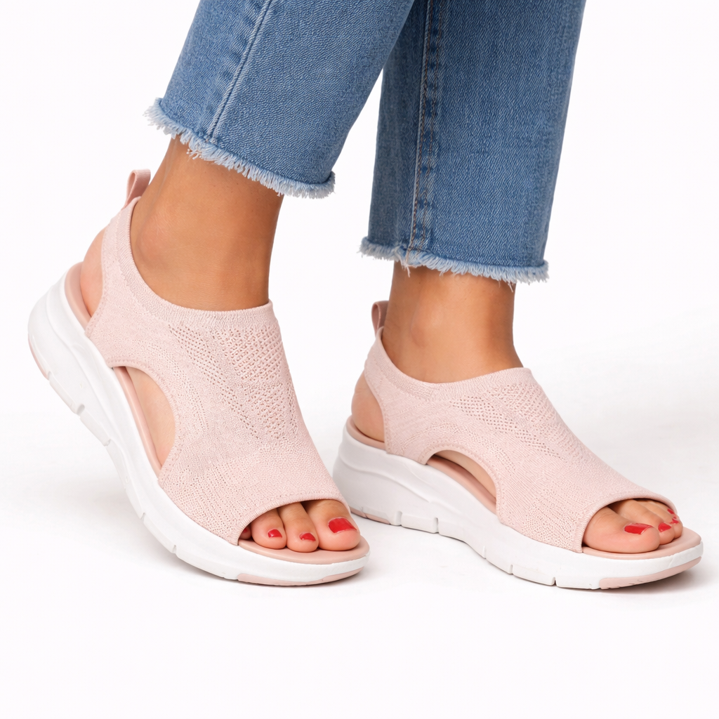 Women's Open-Toe Openwork Shoes – Side Cutouts Raised Sole Weekend Markets