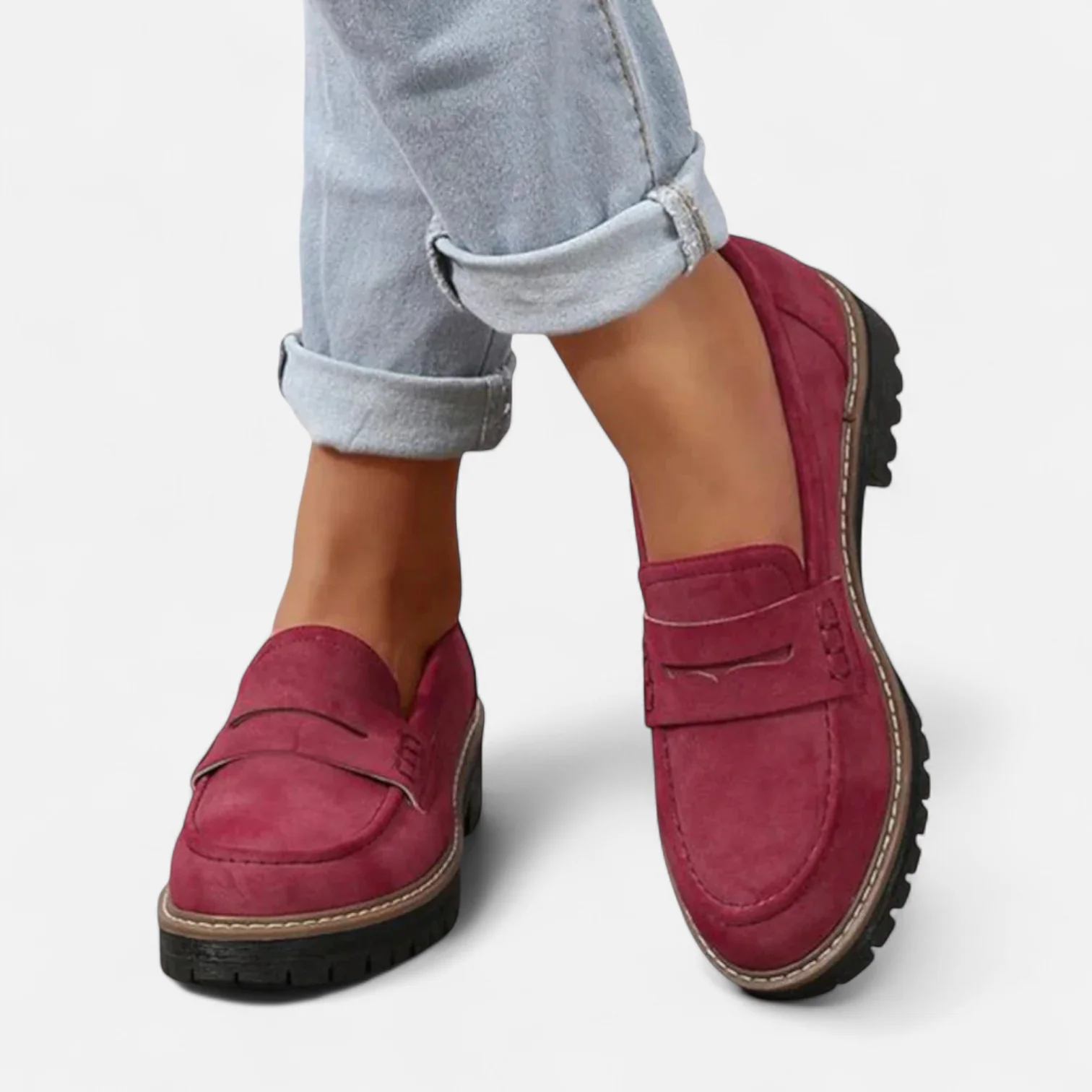 Women's Penny Stitched Loafers – Slip-On Lug Sole Gallery Visits
