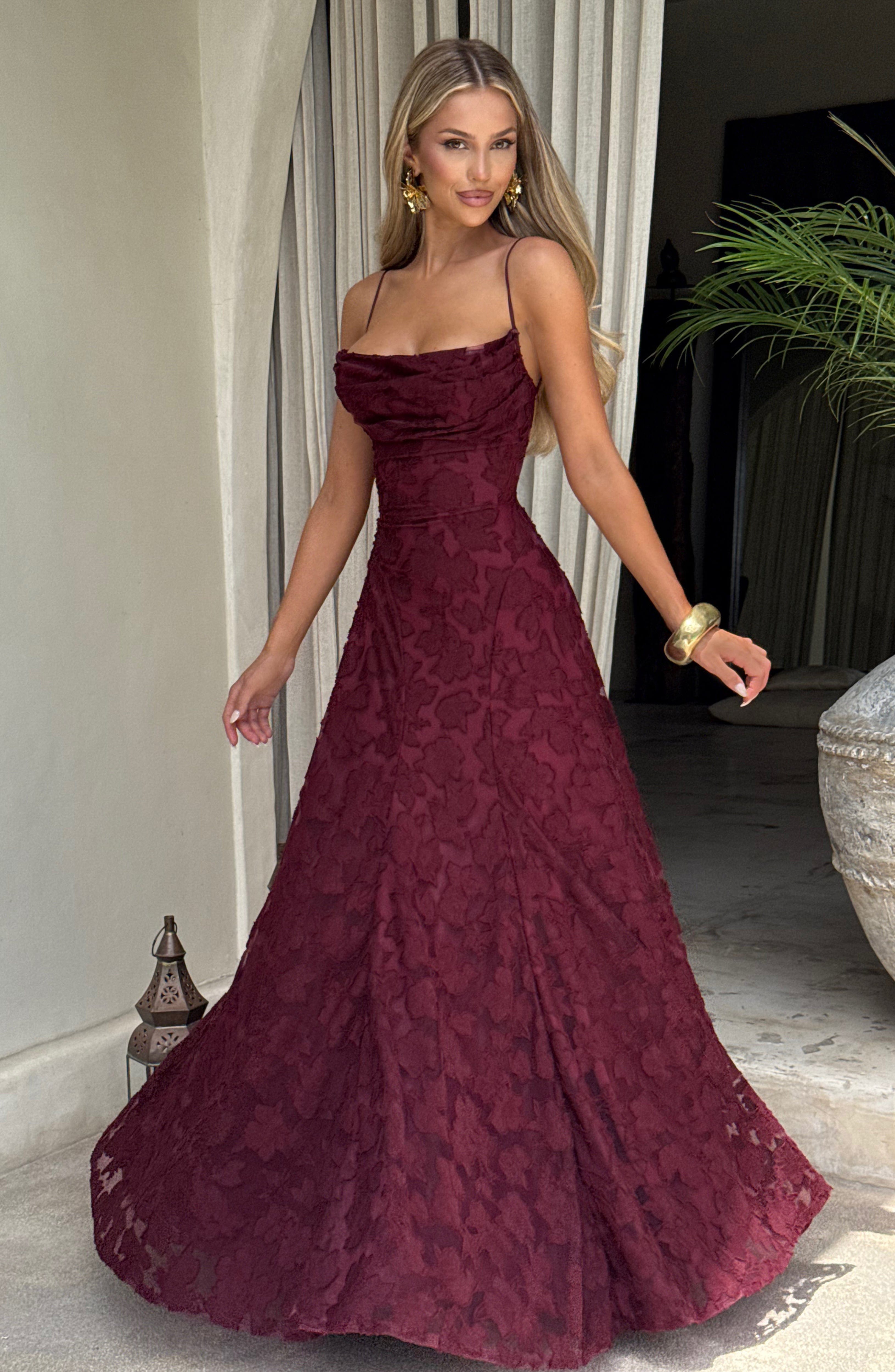 Women's Ruched Floral Maxi Dress – Spaghetti Straps Lace-Up Back Formal Celebrations